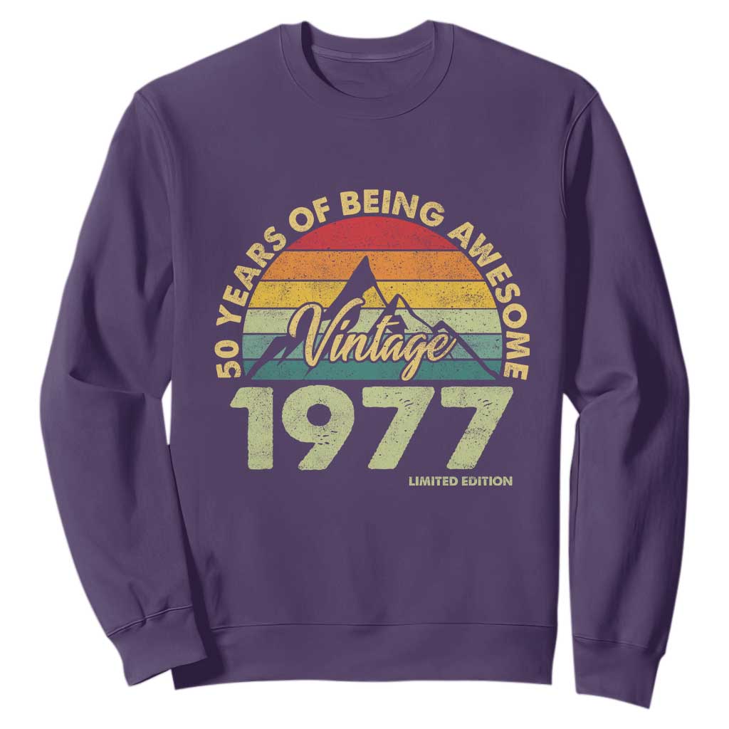 50th Birthday Sweatshirt Vintage 1977 Limited Edition 50 Year Old Gift TS10 Purple Print Your Wear