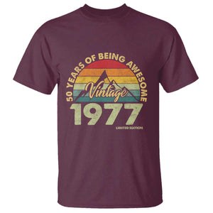 50th Birthday T Shirt Vintage 1977 Limited Edition 50 Year Old Gift TS10 Maroon Print Your Wear