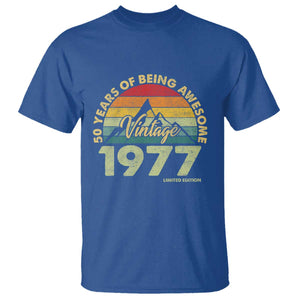 50th Birthday T Shirt Vintage 1977 Limited Edition 50 Year Old Gift TS10 Royal Blue Print Your Wear