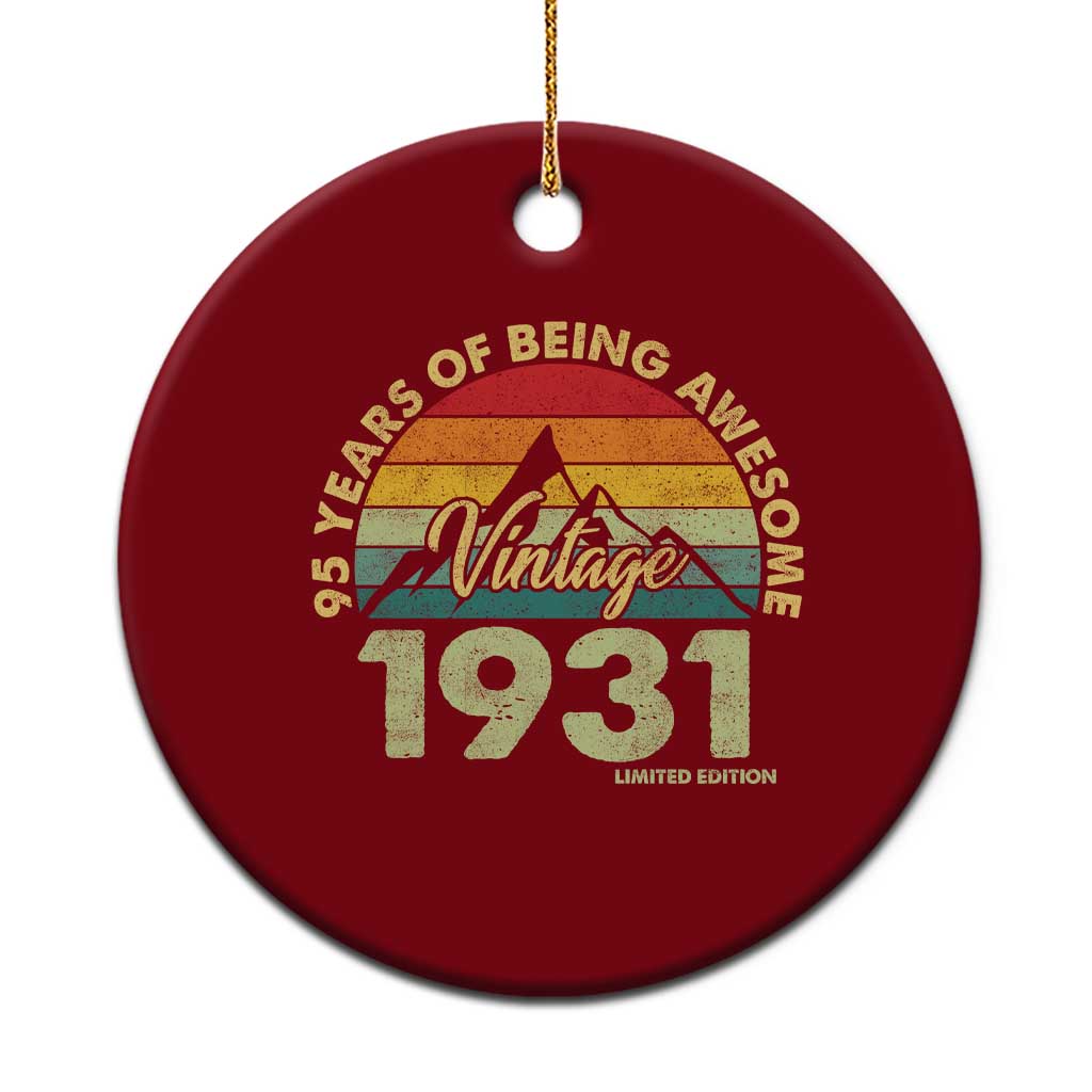 95th Birthday Ceramic Ornament Vintage 1931 Limited Edition 95 Year Old Gift TS10 1pc Red Print Your Wear