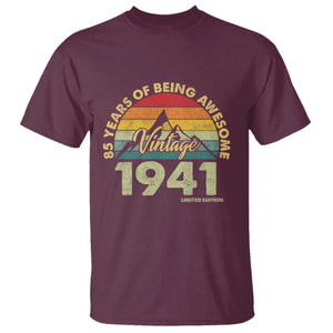 85th Birthday T Shirt Vintage 1941 Limited Edition 85 Year Old Gift TS10 Maroon Print Your Wear