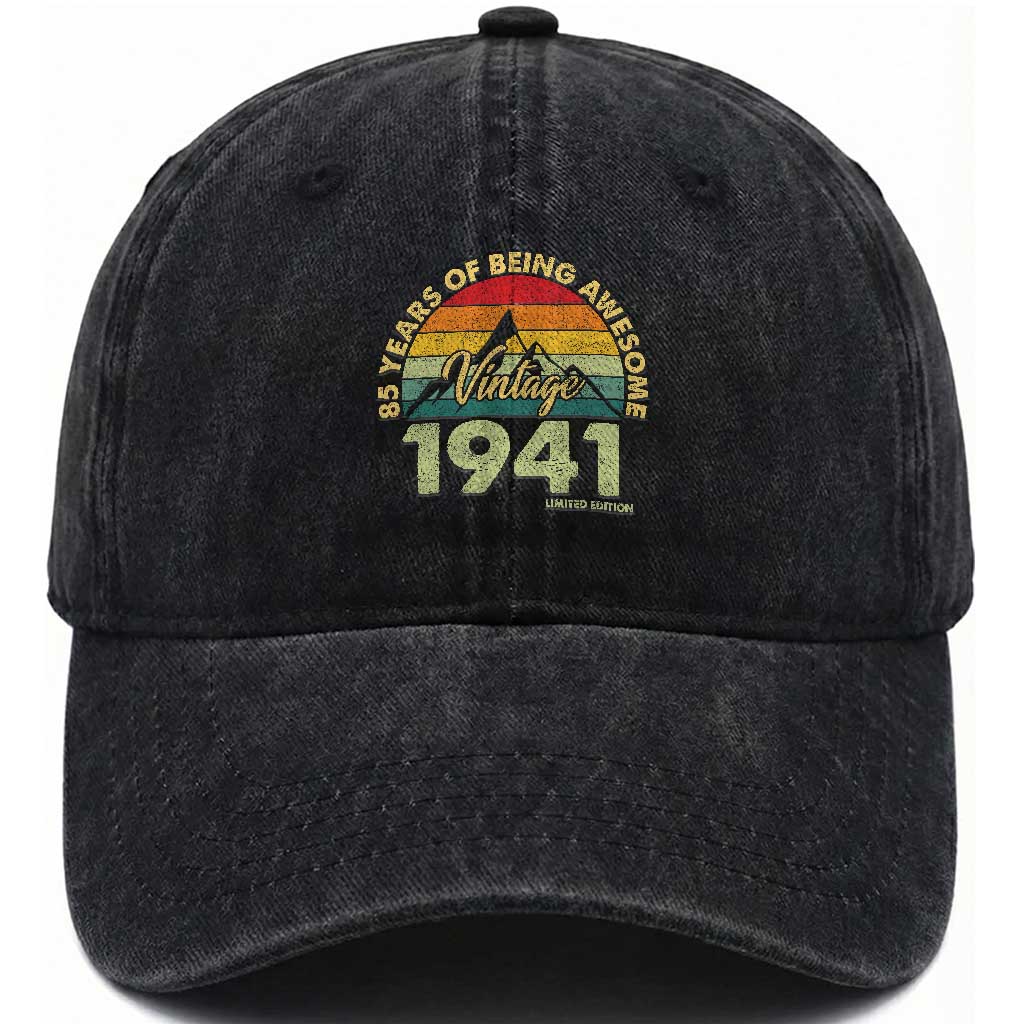 85th Birthday Washed Cotton Baseball Cap Vintage 1941 Limited Edition 85 Year Old Gift TS10 Print Your Wear