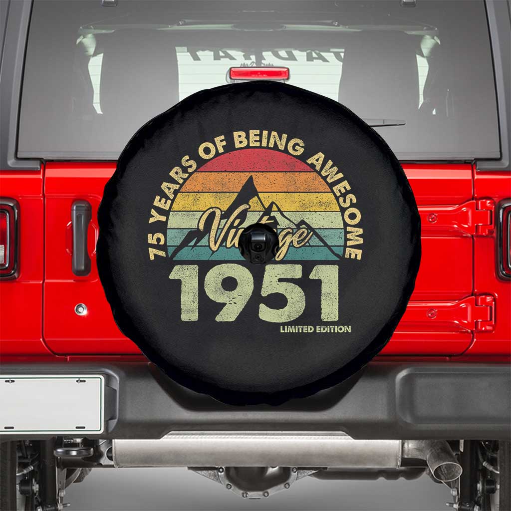 75th Birthday Spare Tire Cover Vintage 1951 Limited Edition 75 Year Old Gift TS10 Black Print Your Wear