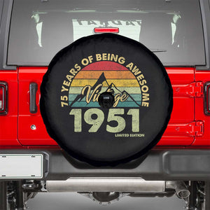 75th Birthday Spare Tire Cover Vintage 1951 Limited Edition 75 Year Old Gift TS10 Black Print Your Wear