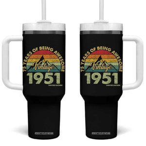 75th Birthday Tumbler With Handle Vintage 1951 Limited Edition 75 Year Old Gift TS10 One Size: 40 oz Black Print Your Wear
