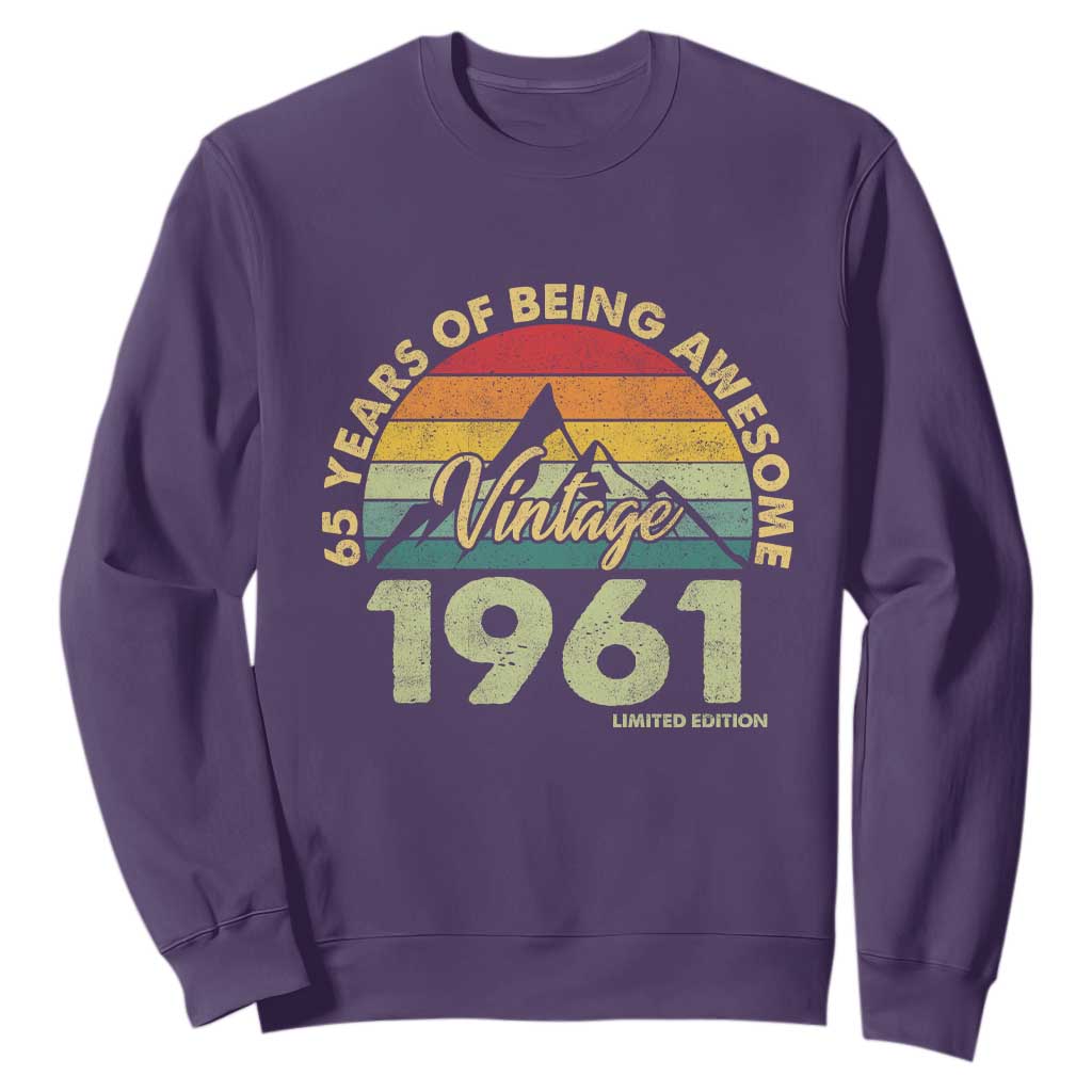 65th Birthday Sweatshirt Vintage 1961 Limited Edition 65 Year Old Gift TS10 Purple Print Your Wear