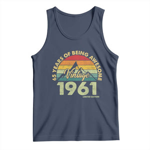 65th Birthday Tank Top Vintage 1961 Limited Edition 65 Year Old Gift TS10 Navy Print Your Wear