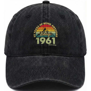 65th Birthday Washed Cotton Baseball Cap Vintage 1961 Limited Edition 65 Year Old Gift TS10 Print Your Wear
