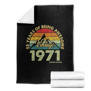 55th Birthday Throw Blanket Vintage 1971 Limited Edition 55 Year Old Gift TS10 Black Print Your Wear