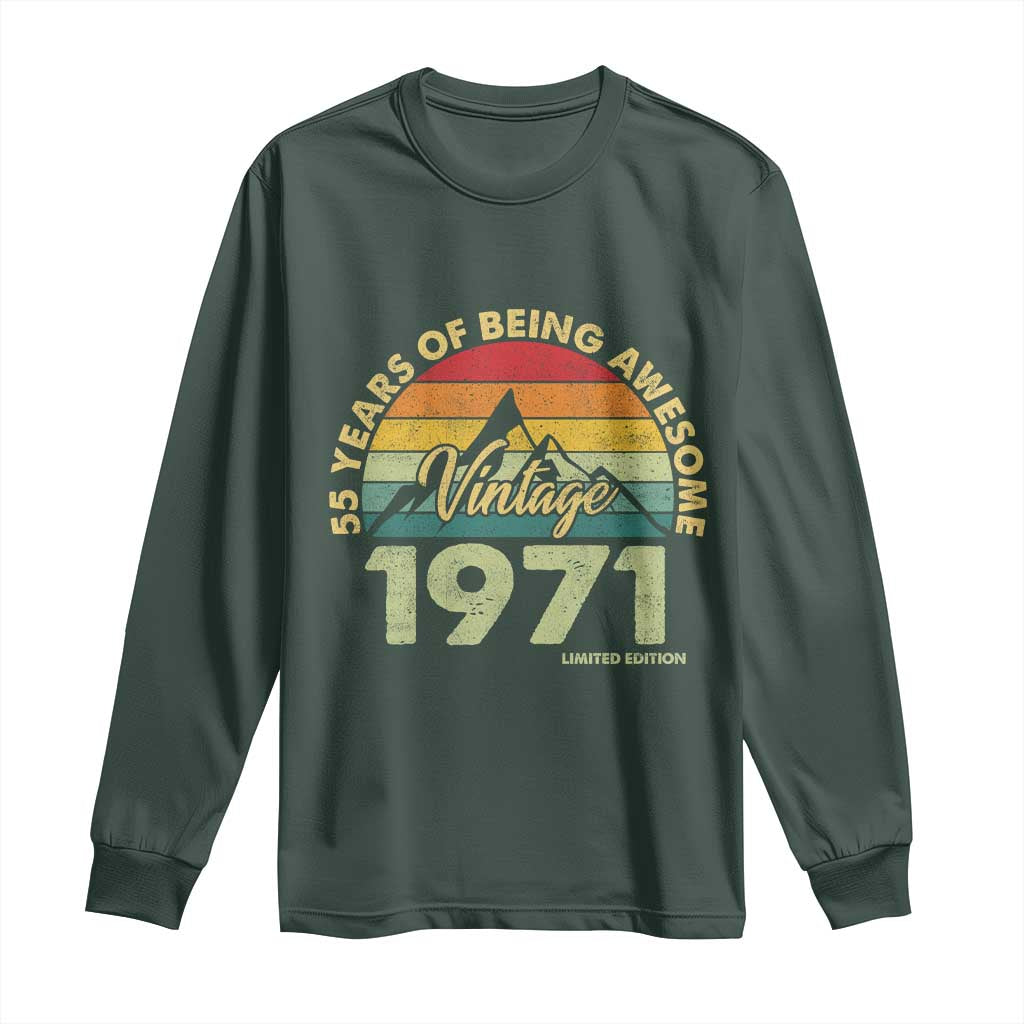 55th Birthday Long Sleeve Shirt Vintage 1971 Limited Edition 55 Year Old Gift TS10 Dark Forest Green Print Your Wear