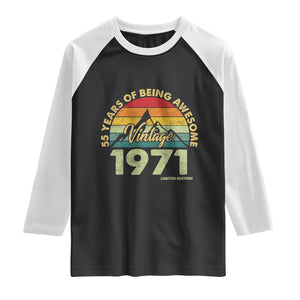 55th Birthday Raglan Shirt Vintage 1971 Limited Edition 55 Year Old Gift TS10 Black White Print Your Wear
