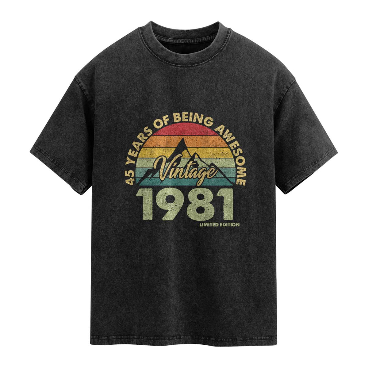 45th Birthday Washed Cotton T-Shirt Vintage 1981 Limited Edition 45 Year Old Gift