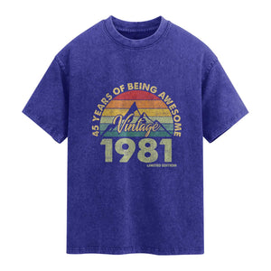 45th Birthday Washed Cotton T-Shirt Vintage 1981 Limited Edition 45 Year Old Gift