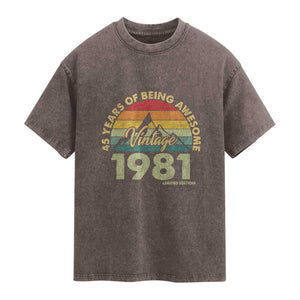 45th Birthday Washed Cotton T-Shirt Vintage 1981 Limited Edition 45 Year Old Gift