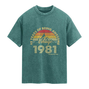 45th Birthday Washed Cotton T-Shirt Vintage 1981 Limited Edition 45 Year Old Gift