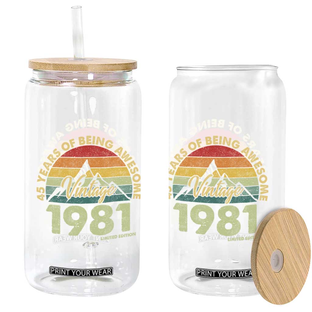 45th Birthday Glass Can Vintage 1981 Limited Edition 45 Year Old Gift TS10 Print Your Wear