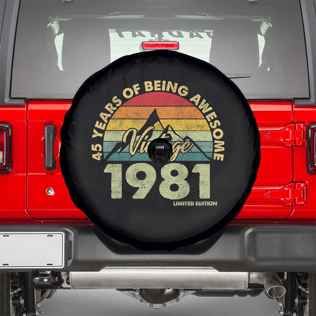 45th Birthday Spare Tire Cover Vintage 1981 Limited Edition 45 Year Old Gift TS10 Black Print Your Wear