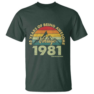 45th Birthday T Shirt Vintage 1981 Limited Edition 45 Year Old Gift TS10 Dark Forest Green Print Your Wear
