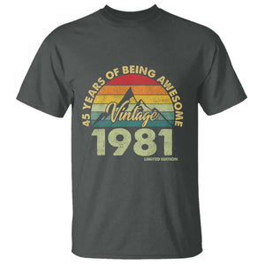 45th Birthday T Shirt Vintage 1981 Limited Edition 45 Year Old Gift TS10 Dark Heather Print Your Wear