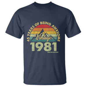 45th Birthday T Shirt Vintage 1981 Limited Edition 45 Year Old Gift TS10 Navy Print Your Wear