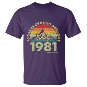 45th Birthday T Shirt Vintage 1981 Limited Edition 45 Year Old Gift TS10 Purple Print Your Wear