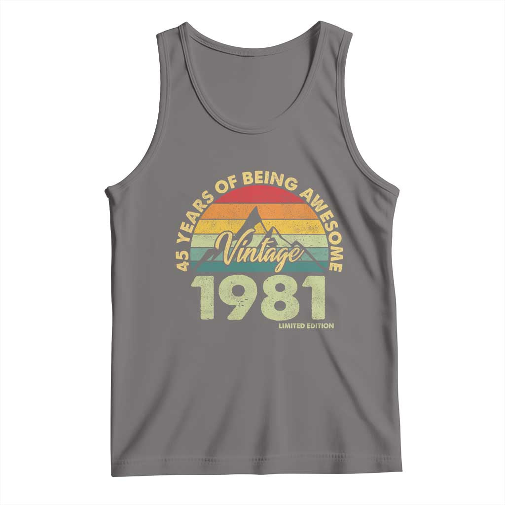 45th Birthday Tank Top Vintage 1981 Limited Edition 45 Year Old Gift TS10 Deep Heather Print Your Wear