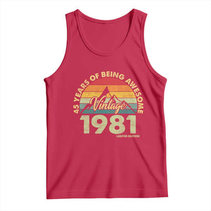45th Birthday Tank Top Vintage 1981 Limited Edition 45 Year Old Gift TS10 Red Print Your Wear