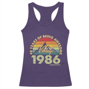 40th Birthday Racerback Tank Top Vintage 1986 Limited Edition 40 Year Old Gift TS10 Purple Print Your Wear