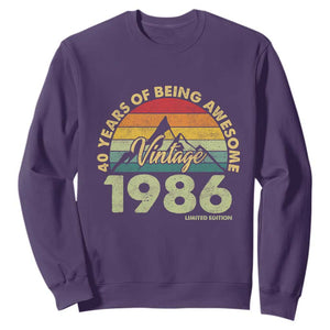 40th Birthday Sweatshirt Vintage 1986 Limited Edition 40 Year Old Gift TS10 Purple Print Your Wear