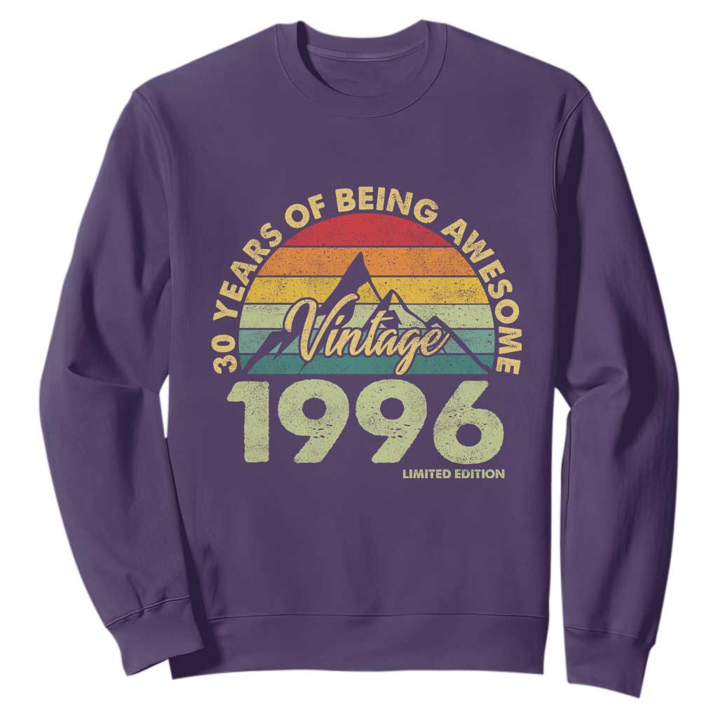 30th Birthday Sweatshirt Vintage 1996 Limited Edition 30 Year Old Gift TS10 Purple Print Your Wear