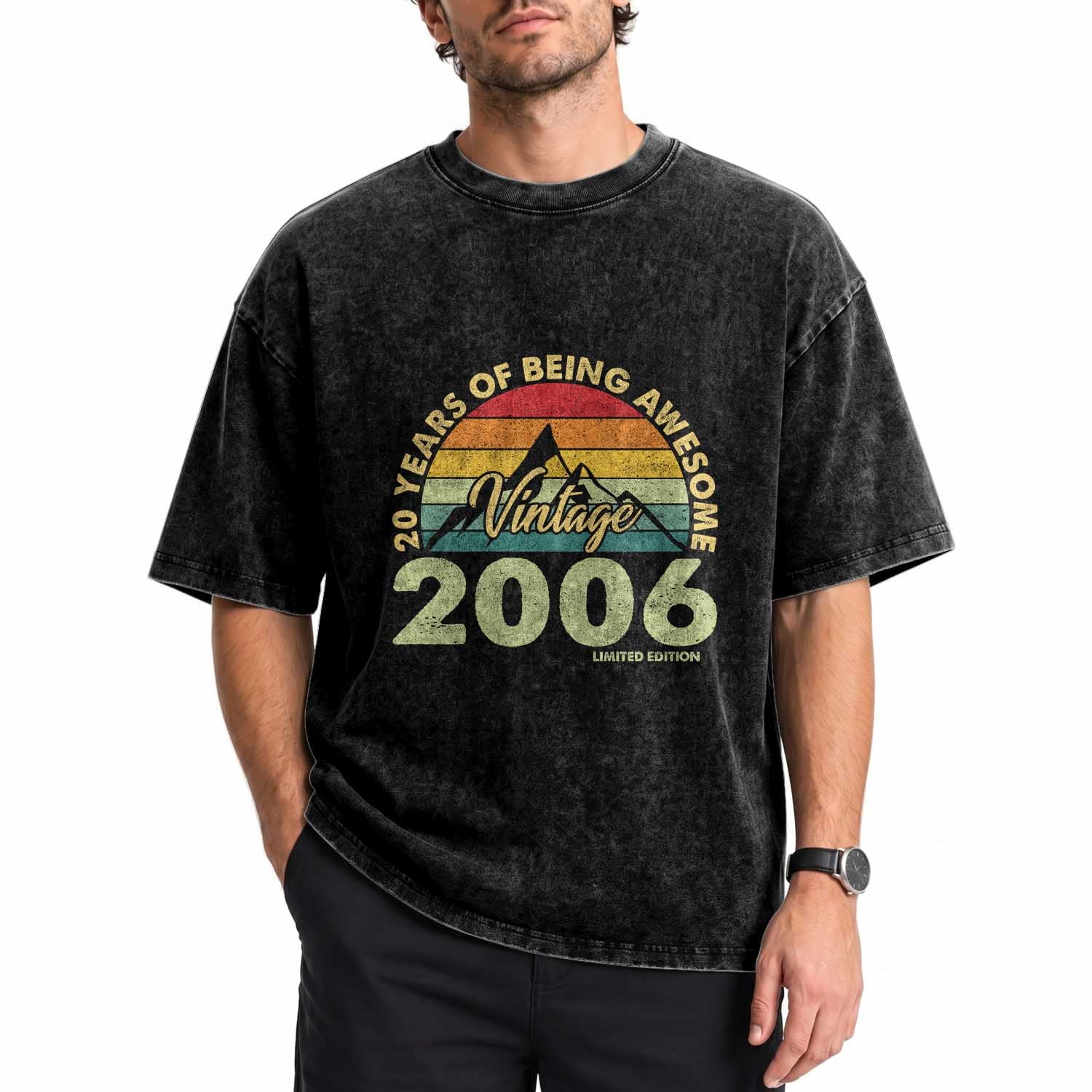 20th Birthday Washed Cotton T-Shirt Vintage 2006 Limited Edition 20 Year Old Gift