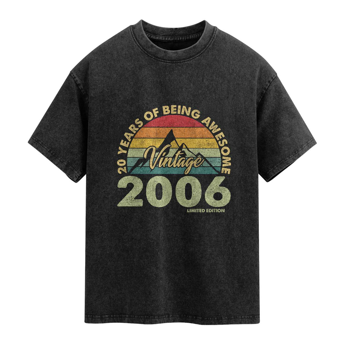 20th Birthday Washed Cotton T-Shirt Vintage 2006 Limited Edition 20 Year Old Gift