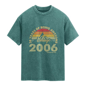 20th Birthday Washed Cotton T-Shirt Vintage 2006 Limited Edition 20 Year Old Gift