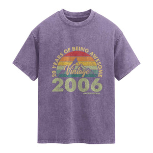 20th Birthday Washed Cotton T-Shirt Vintage 2006 Limited Edition 20 Year Old Gift