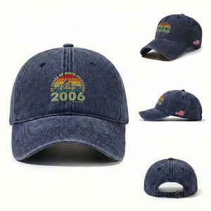 20th Birthday Washed Cotton Baseball Cap Vintage 2006 Limited Edition 20 Year Old Gift TS10 Washed Cap Universal Fit Navy Print Your Wear