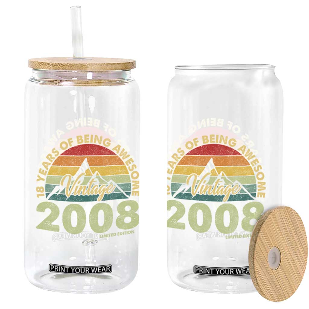 18th Birthday Glass Can Vintage 2008 Limited Edition 18 Year Old Gift TS10 Print Your Wear