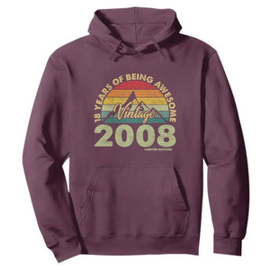 18th Birthday Hoodie Vintage 2008 Limited Edition 18 Year Old Gift TS10 Maroon Print Your Wear