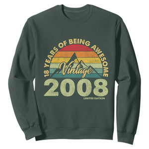18th Birthday Sweatshirt Vintage 2008 Limited Edition 18 Year Old Gift TS10 Dark Forest Green Print Your Wear