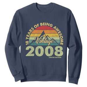 18th Birthday Sweatshirt Vintage 2008 Limited Edition 18 Year Old Gift TS10 Navy Print Your Wear