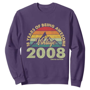 18th Birthday Sweatshirt Vintage 2008 Limited Edition 18 Year Old Gift TS10 Purple Print Your Wear