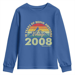18th Birthday Youth Sweatshirt Vintage 2008 Limited Edition 18 Year Old Gift TS10 Royal Blue Print Your Wear