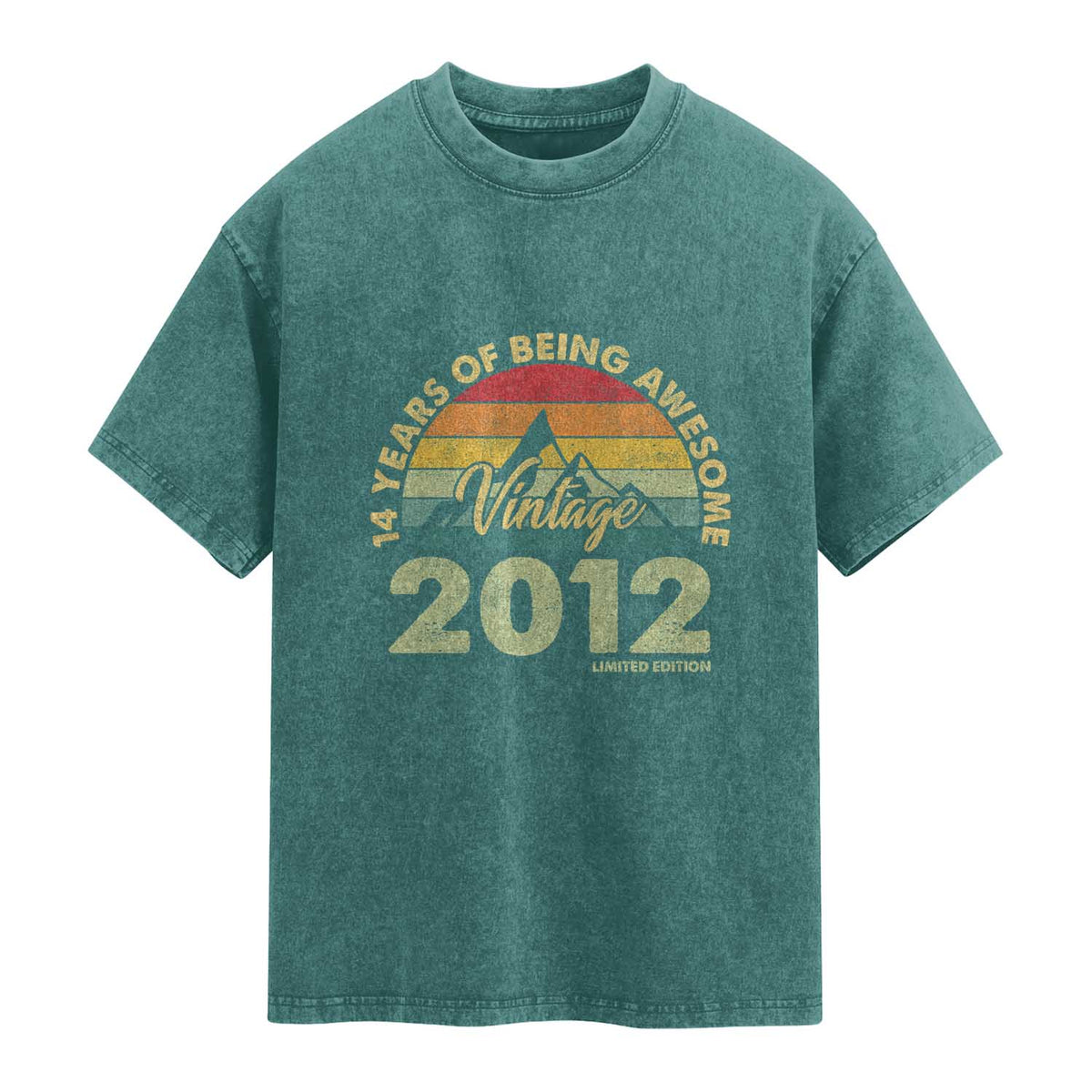 14th Birthday Washed Cotton T-Shirt Vintage 2012 Limited Edition 14 Year Old Gift