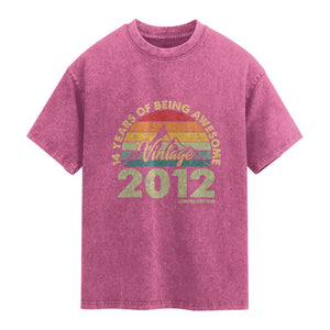 14th Birthday Washed Cotton T-Shirt Vintage 2012 Limited Edition 14 Year Old Gift