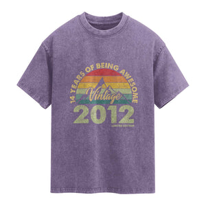14th Birthday Washed Cotton T-Shirt Vintage 2012 Limited Edition 14 Year Old Gift
