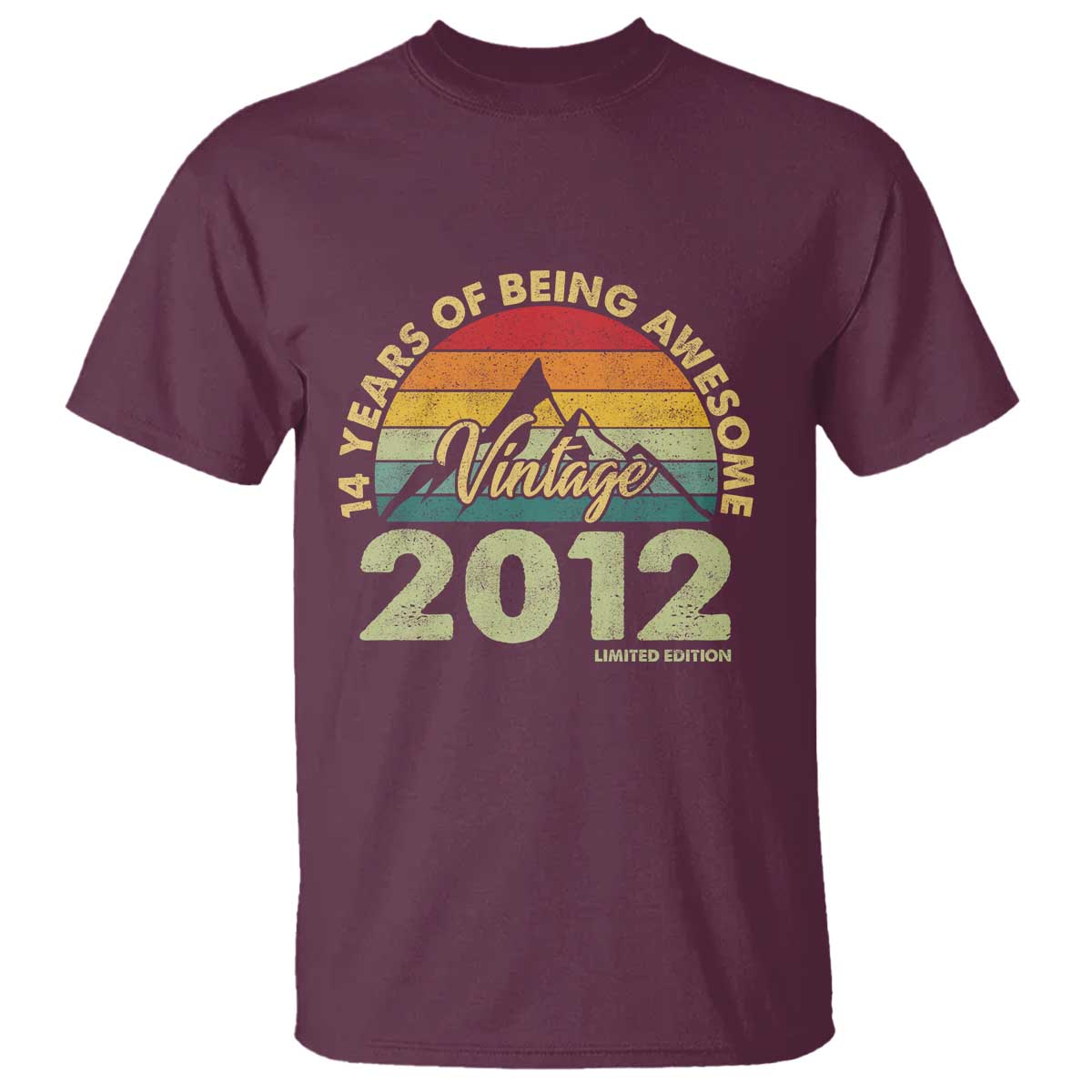 14th Birthday T Shirt Vintage 2012 Limited Edition 14 Year Old Gift TS10 Maroon Print Your Wear