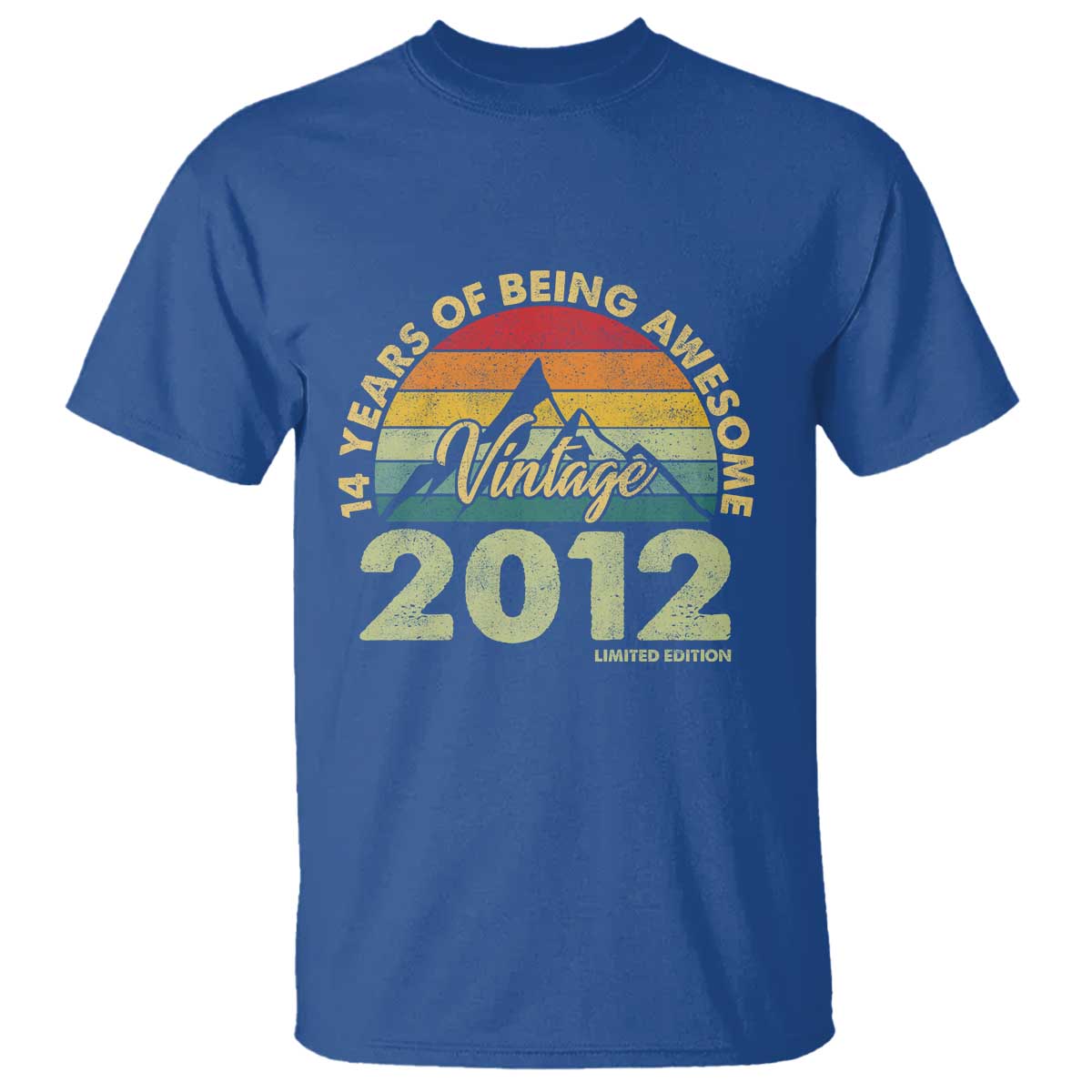 14th Birthday T Shirt Vintage 2012 Limited Edition 14 Year Old Gift TS10 Royal Blue Print Your Wear