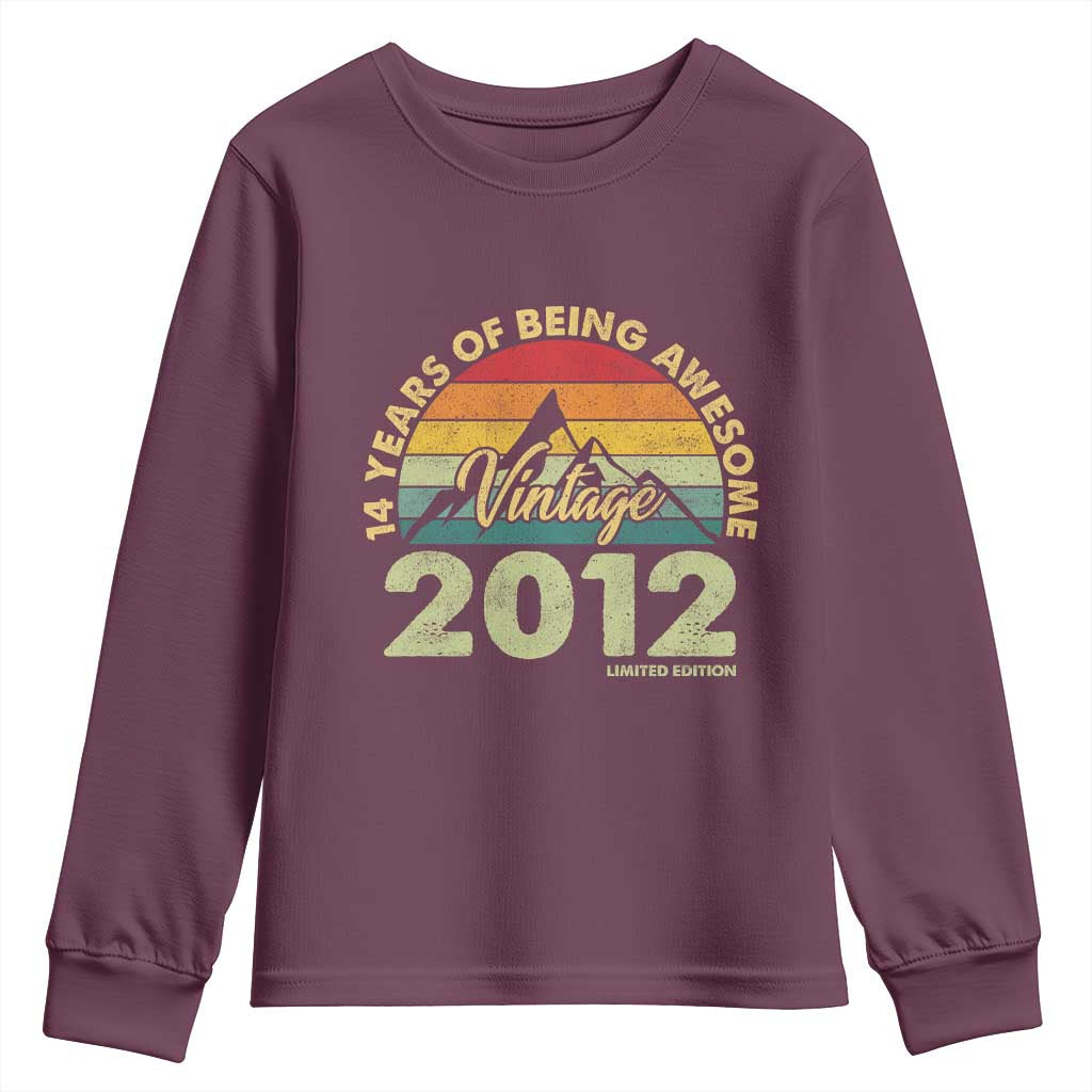 14th Birthday Youth Sweatshirt Vintage 2012 Limited Edition 14 Year Old Gift TS10 Maroon Print Your Wear