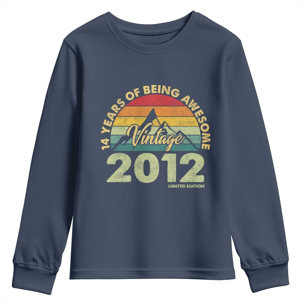 14th Birthday Youth Sweatshirt Vintage 2012 Limited Edition 14 Year Old Gift TS10 Navy Print Your Wear