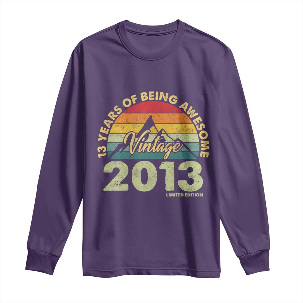 13th Birthday Long Sleeve Shirt Vintage 2013 Limited Edition 13 Year Old Gift TS10 Purple Print Your Wear