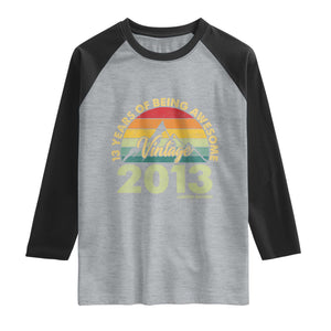 13th Birthday Raglan Shirt Vintage 2013 Limited Edition 13 Year Old Gift TS10 Heather Gray Black Print Your Wear
